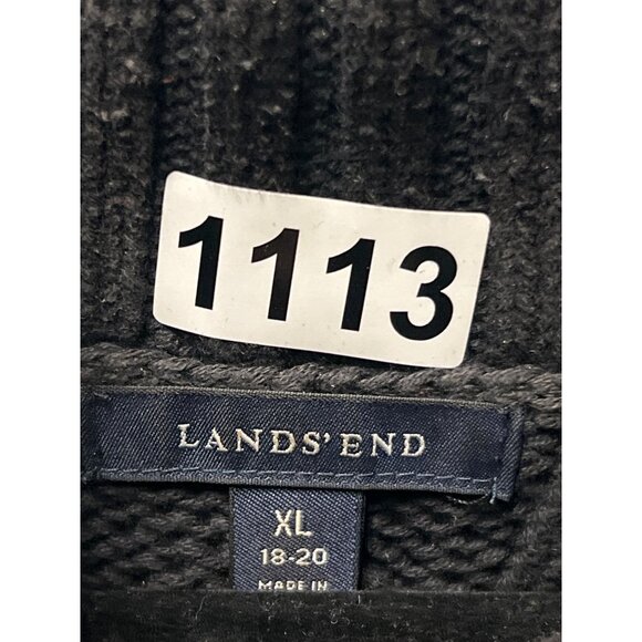 Women’s 3D Cable Knit Chunky Black Turtleneck Fisherman Wool Sweater Sz XL - Picture 7 of 12